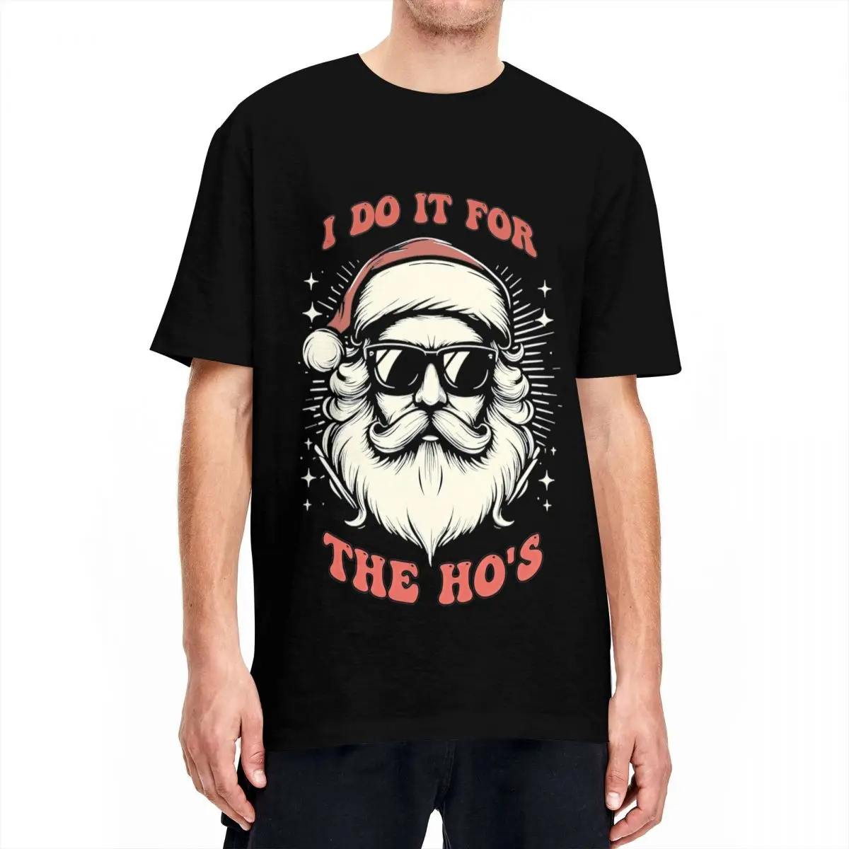 Футболка I Do It For The Hos Футболки из чистого хлопка Забавные рождественские футболки