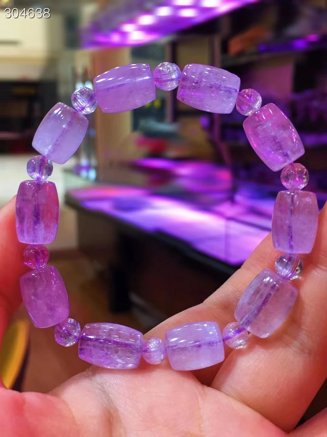 

Natural Purple Kunzite Cat Eye Clear Barrel Beads Bracelet Crystal Women Men 14x9.6mm Kunzite Bracelet Jewelry AAAAAA