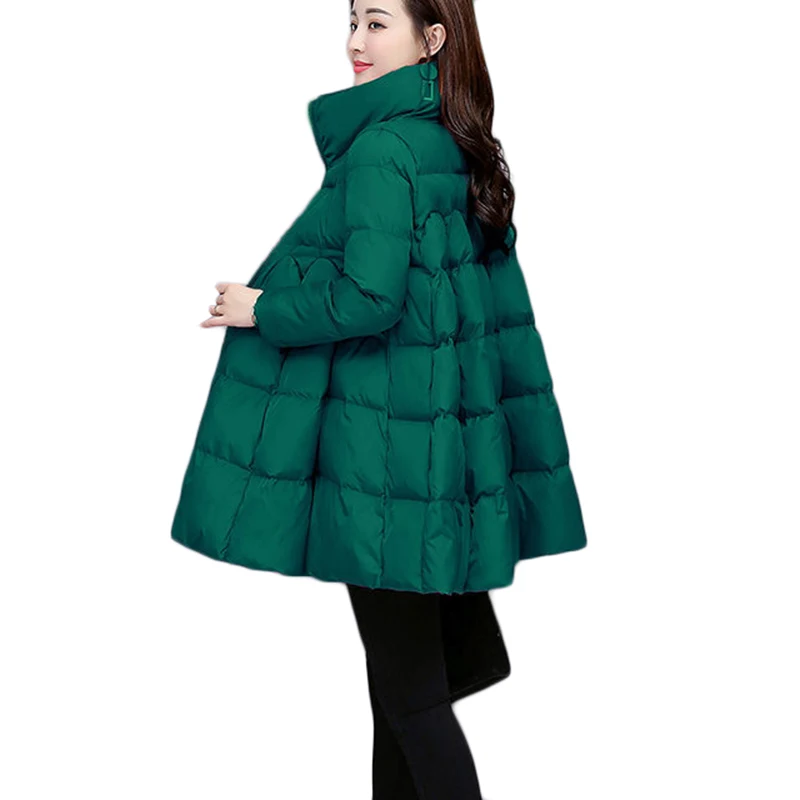 Winter New Fashion Down Cotton Jacket Cloak Padded Outerwear Thick Warm Quilted Jacket Women's Long Casual Parka Overcoat 3XL