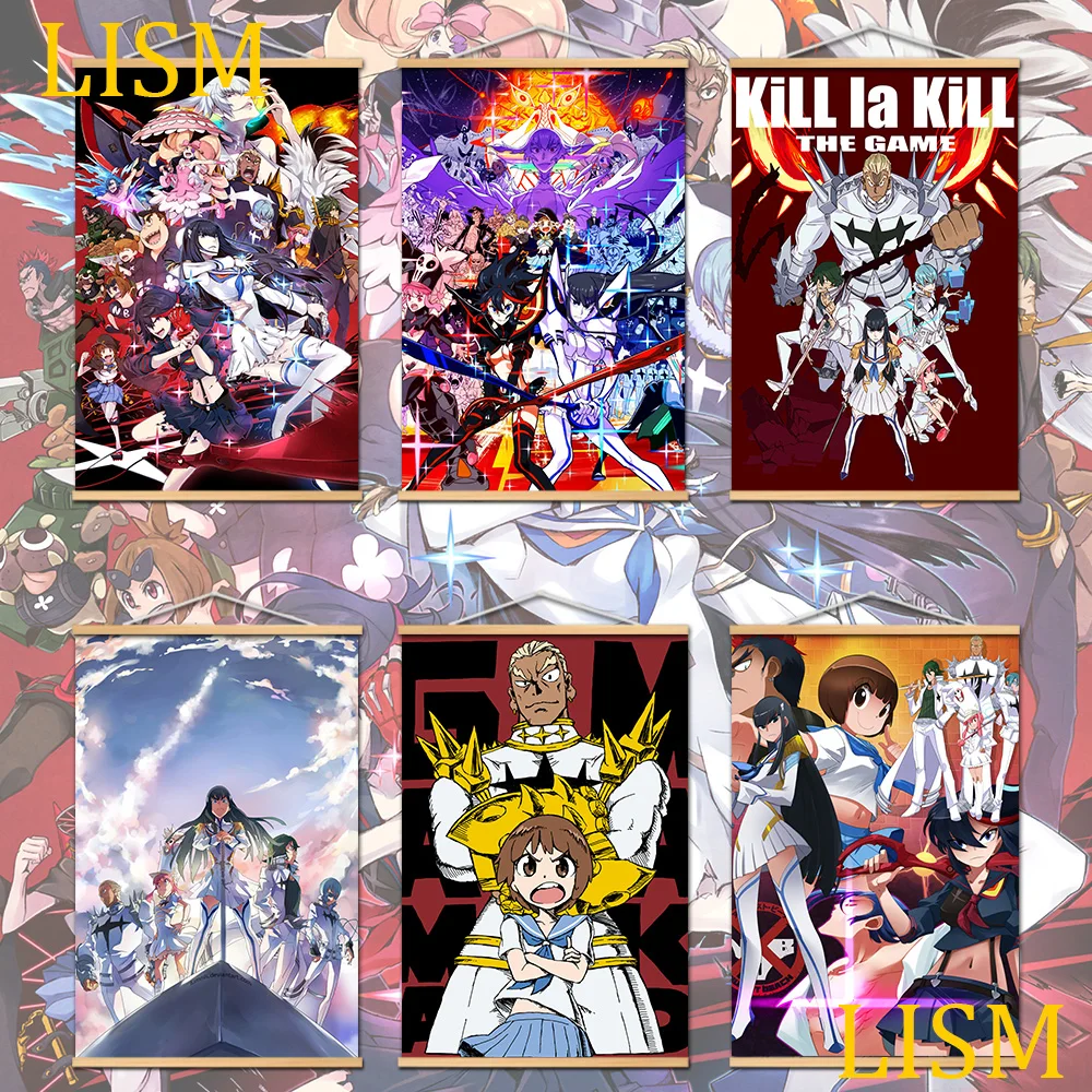 

Kill La Kill Anime Poster Manga canvas painting Solid Wood Hanging Scroll posters wall Art Home Decor
