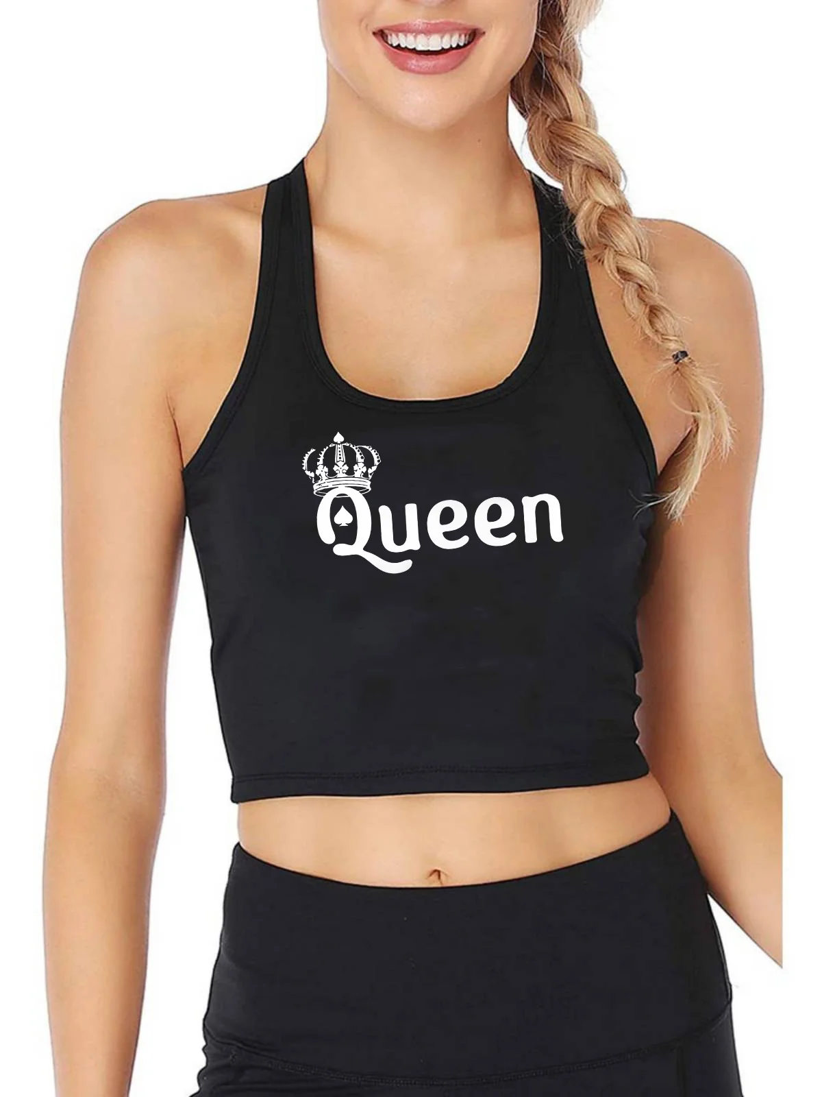 

Women's shovel queen print vest, sports, training, yoga, gymnastics top, women's