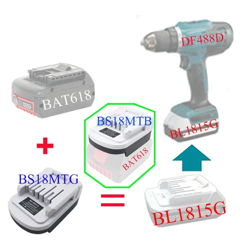 Адаптер батареи BS18MTG для литий-ионного аккумулятора Bosch 18 в замены серии Makita G BL1811G