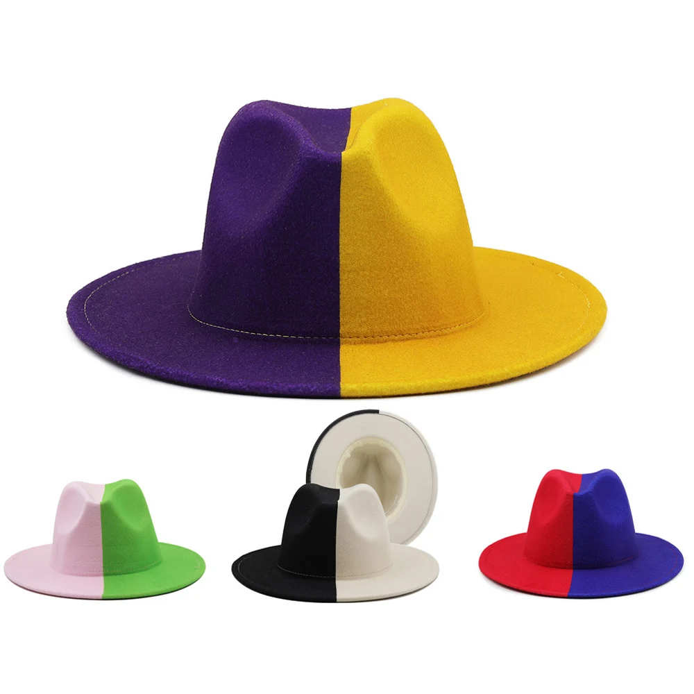 Patchwork Fedora Hat Women Autumn 
