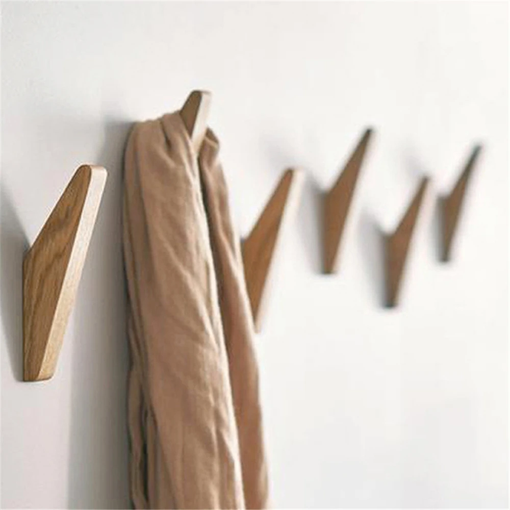 

Wall Mounted Hook Wooden Wall Hanger Hook Triangular Hook Rack Coat Hanger Scarf Hook Hat Hook Holder Durable Hook Home Supplies