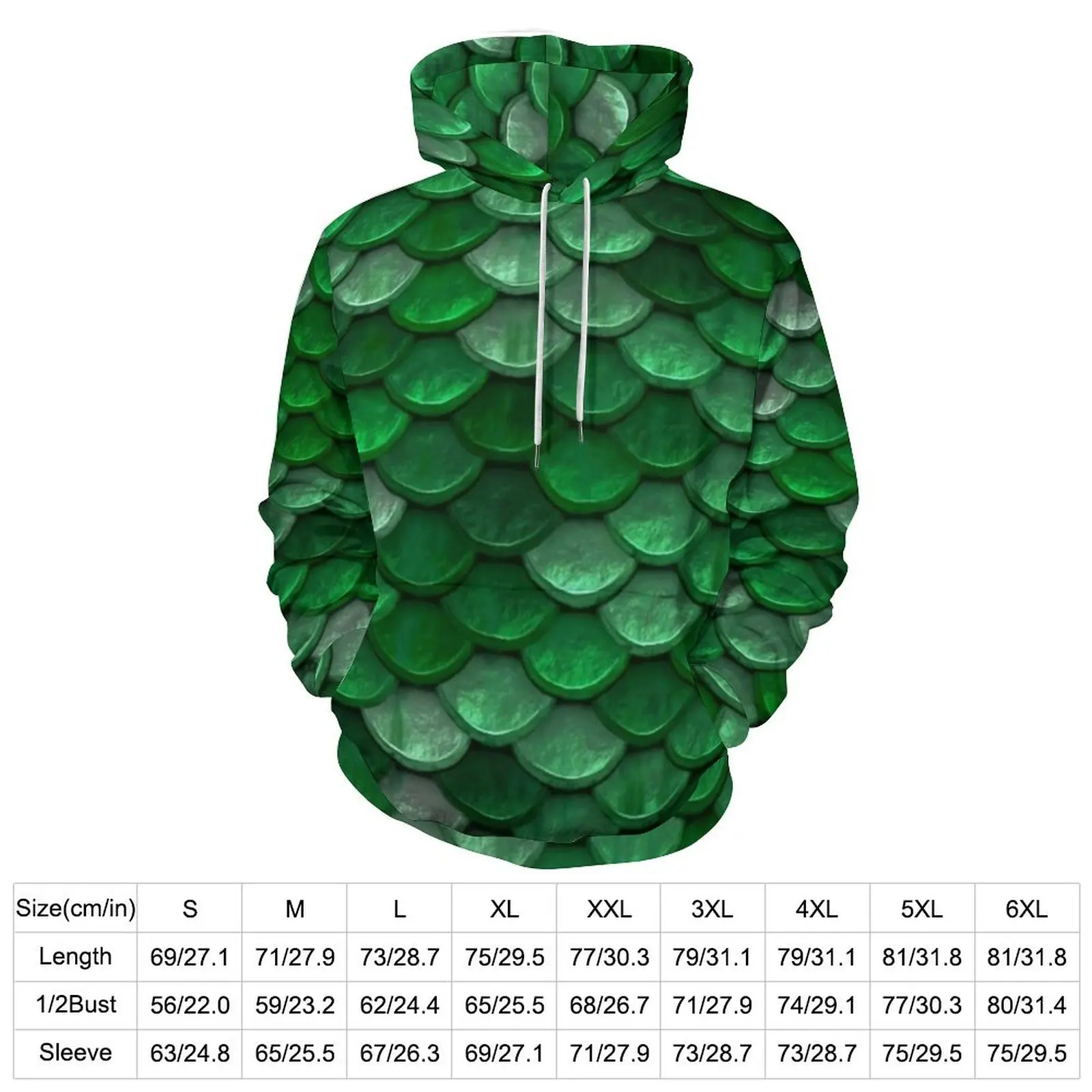 Красочные металлические повседневные толстовки с принтом зеленые весы кавайная