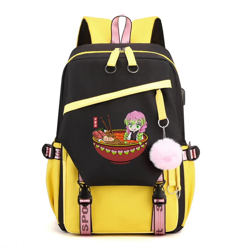 

Demon Slayer Anime Hip Hop Backpacks Kanroji Mitsuri School Bag Student 2023 Vintage Trendy Canvas Bags Kimetsu No Yaiba