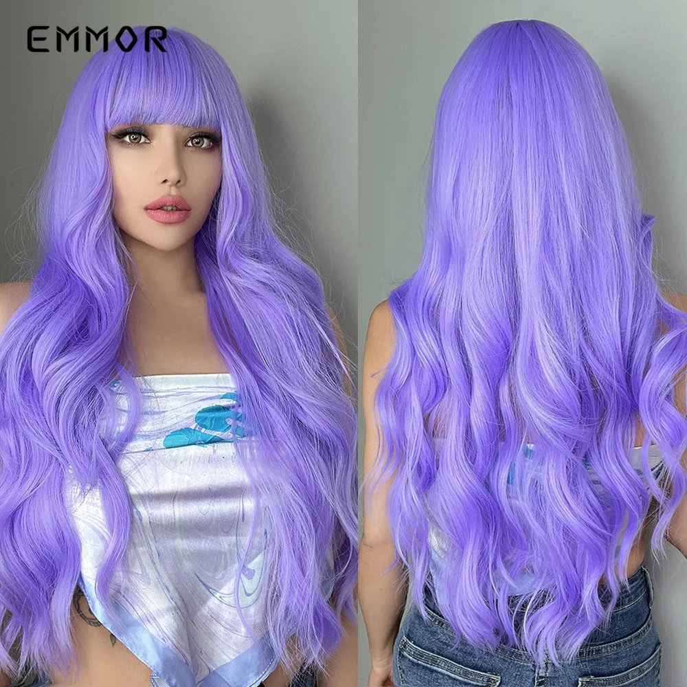 Фото Emmor синтетические фиолетовые парики для женщин косплевечерние Лолиты челки из