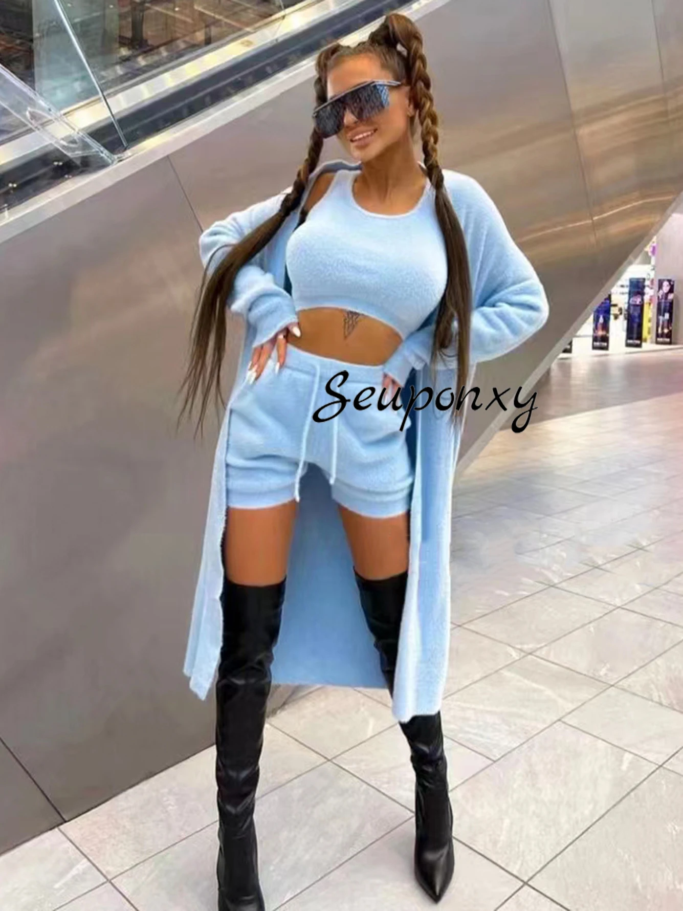 Высококачественный осенне-зимний Новый Модный женский облегающий трикотажный