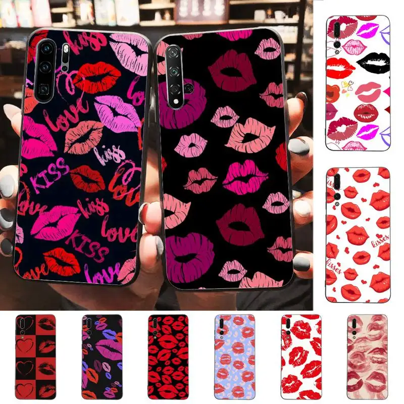 

Red Kisses Lips Phone Case for Huawei P30 40 20 10 8 9 lite pro plus Psmart2019