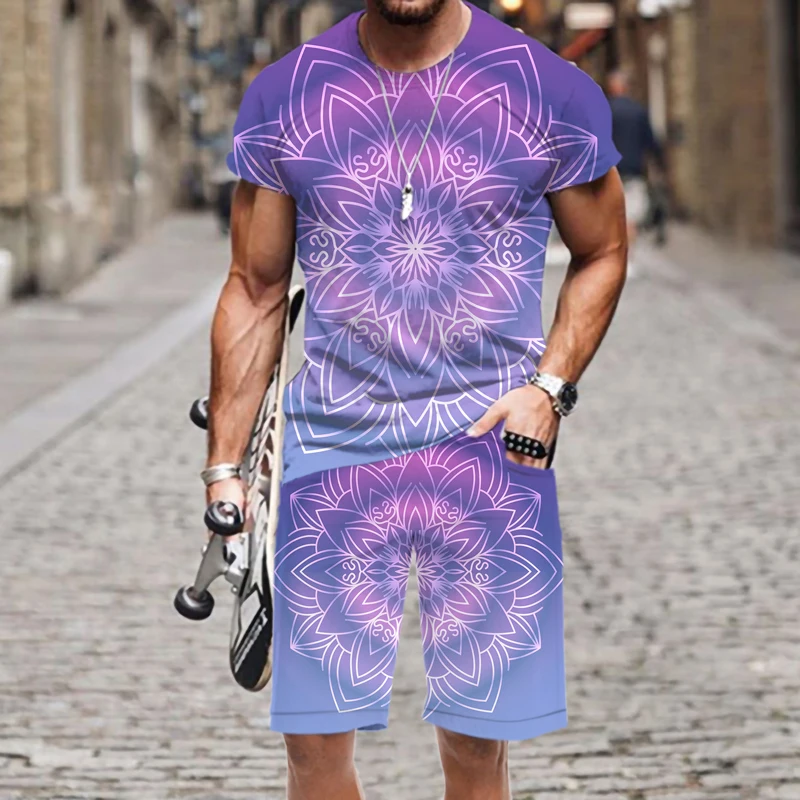 

Fashion Hot Men's T-shirt Set Tops Casual 2022 New Beach Luxury Funny Short Sleeve Outfit Harajuku Hip-hop Summer O Neck Street