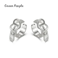 green purple love heart ear cuff 925 sterling silver belt clip earrings chic minimalism fashion jewelry for women gifts ce1476