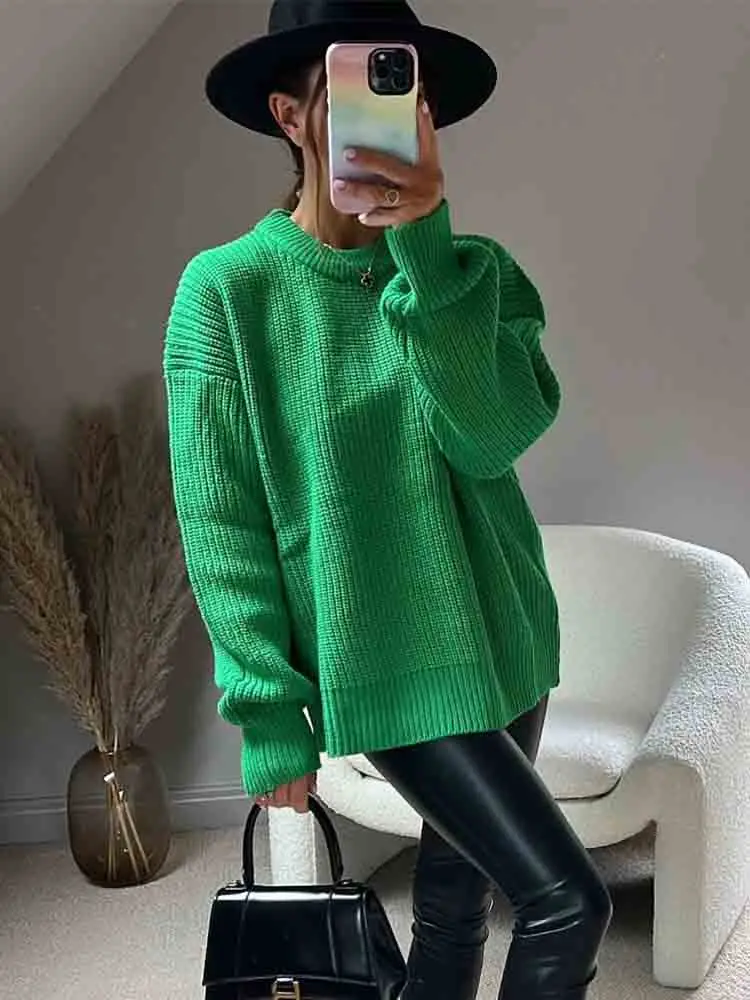 

KLKXMYT TRAF вязаный свитер женский свитер оверсайз с резинкой женские зимние свитера 2022 с длинным рукавом для женщин пуловер Топы