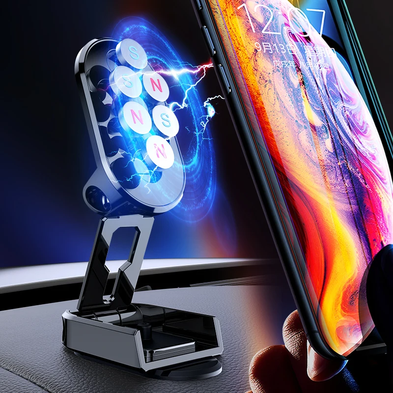 new style creative foldable magnetic car phone holder for universal phones magnetic car phone holder soporte para celular free global shipping