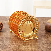 6pcsset creative plate dessert dish fruit snack tray gold coaster luxury cup stand table centerpieces home party decoration