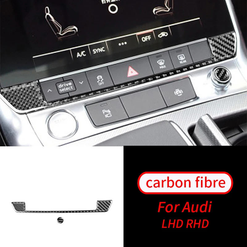 

For Audi A6L A7 2019 Real Carbon Fiber Warning Panel/Button Decorative Cover Trim Sticker Decal Soft Car Interior Accessories