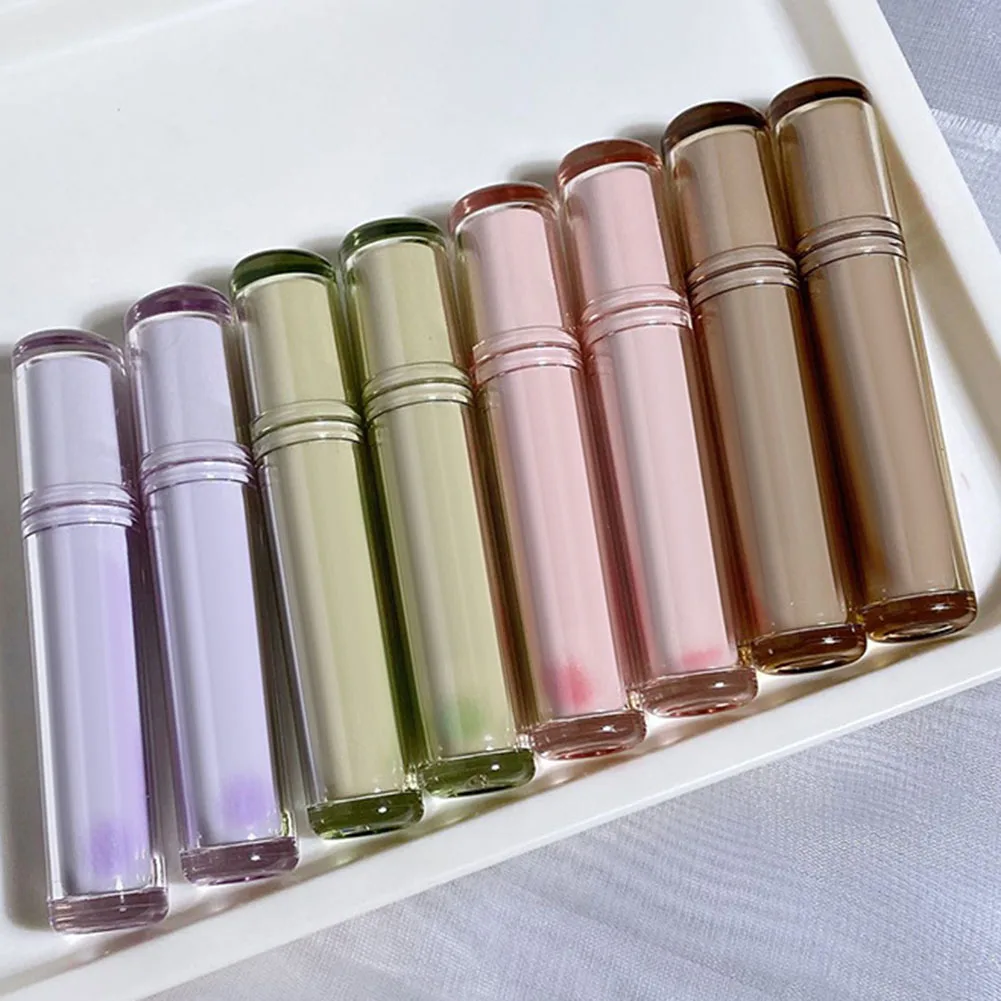 

Sweet Transparent Round Tube Glass Lip Gloss Long Lasting Hydrating Lip Stick For Daily Work Party