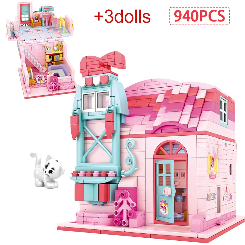 

940PCS City Wonderful Dressing House Architecture Building Blocks Friends Transformation Home Figures Bricks Toys for Kids Gifts