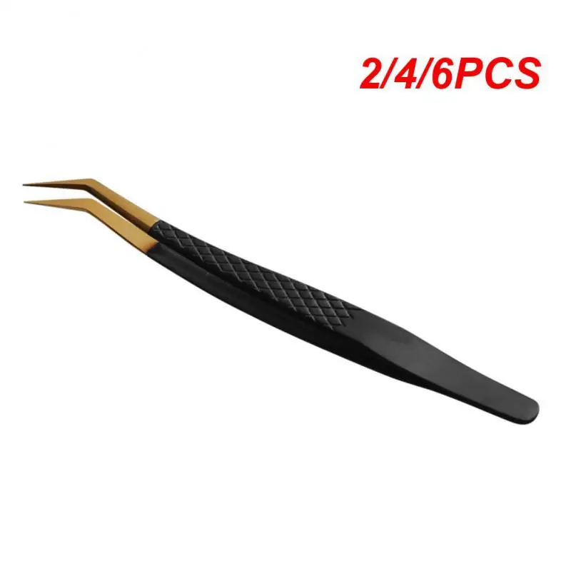 

2/4/6PCS Volume Eyelash Tweezers Professional Stainless Steel eyelash extension clip Individual Curved Strip Lash Extension
