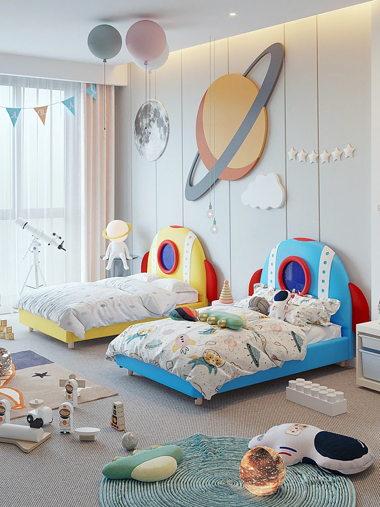 

UFO Rocket Shaped Children's Beds Leather Beds Sponge-filled Beds Cool Furniture Cartoon-shaped Beds Children's Beds