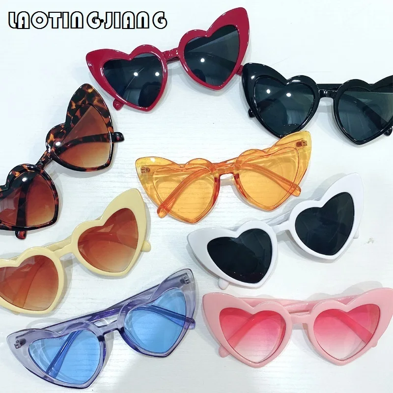 Luxury Heart Glasses Effect Women Heart Lenses Sunglasses For Women Driving Sunglass Female Pink Sun Glasses UV400 Black Eyewear