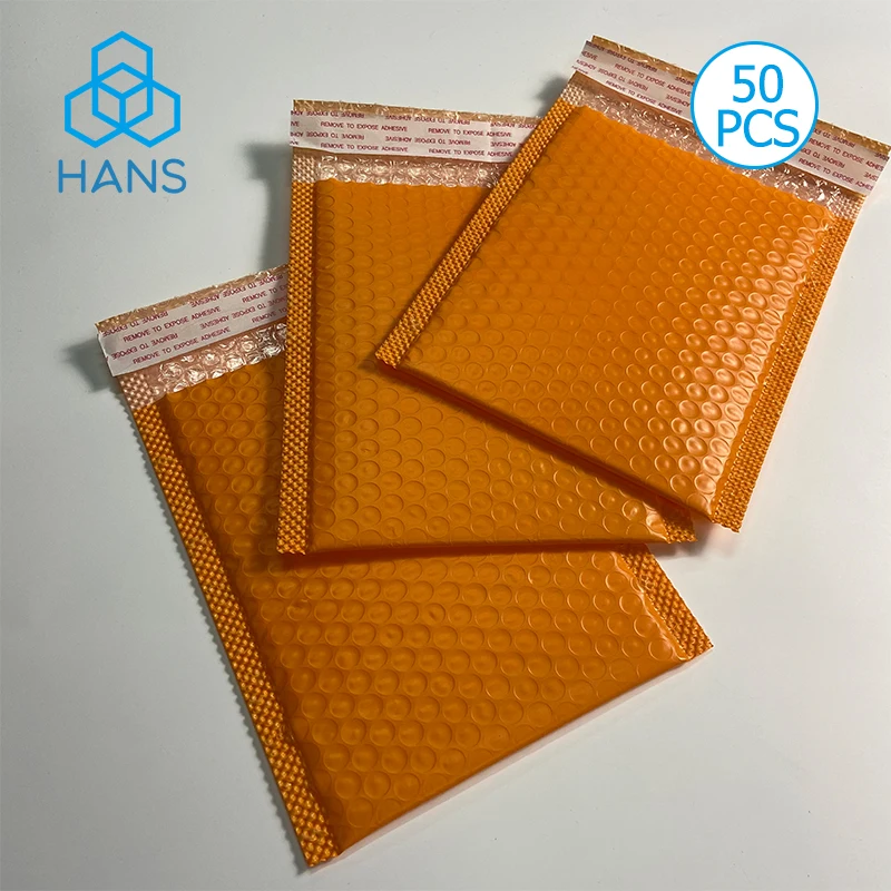 50PCS Poly Bubble Mailers Padded Envelopes Retailer Shipping Bags with Waterproof Self Seal Strip Orange Book Mailers