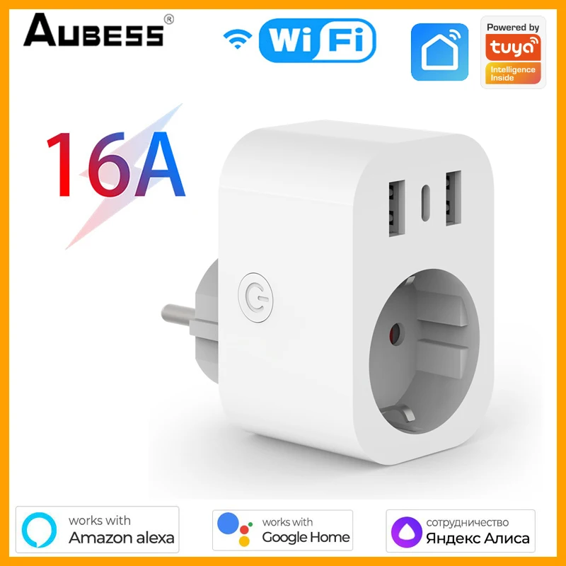 

Смарт-розетка Tuya с поддержкой Wi-Fi и USB Type-C, 16 А
