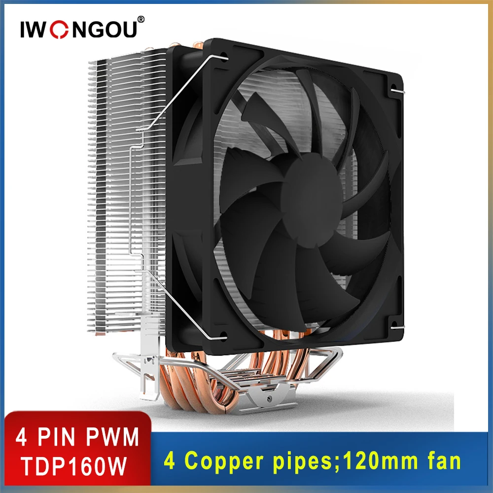 

Кулер IWONGOU для процессора, 4 тепловые трубки, 120 мм, X99, 12 В, 4 контакта, PWM, для Intel 2011x79x99 1366 am4 AMD IWONGOU