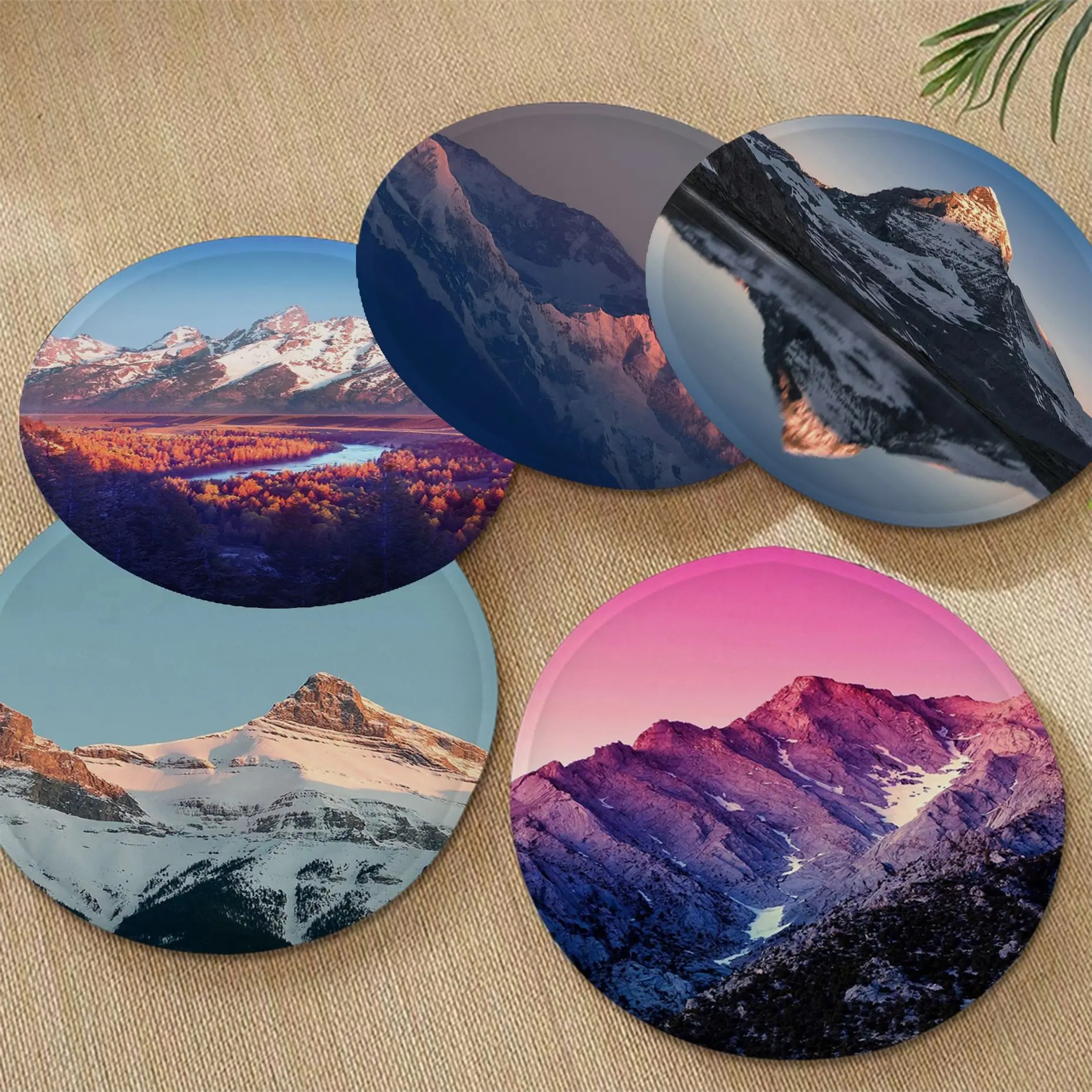 

Colorful Sky Mountain Tie Rope Seat Cushion Office Dining Stool Pad Sponge Sofa Mat Non-Slip Chair Mat Pad