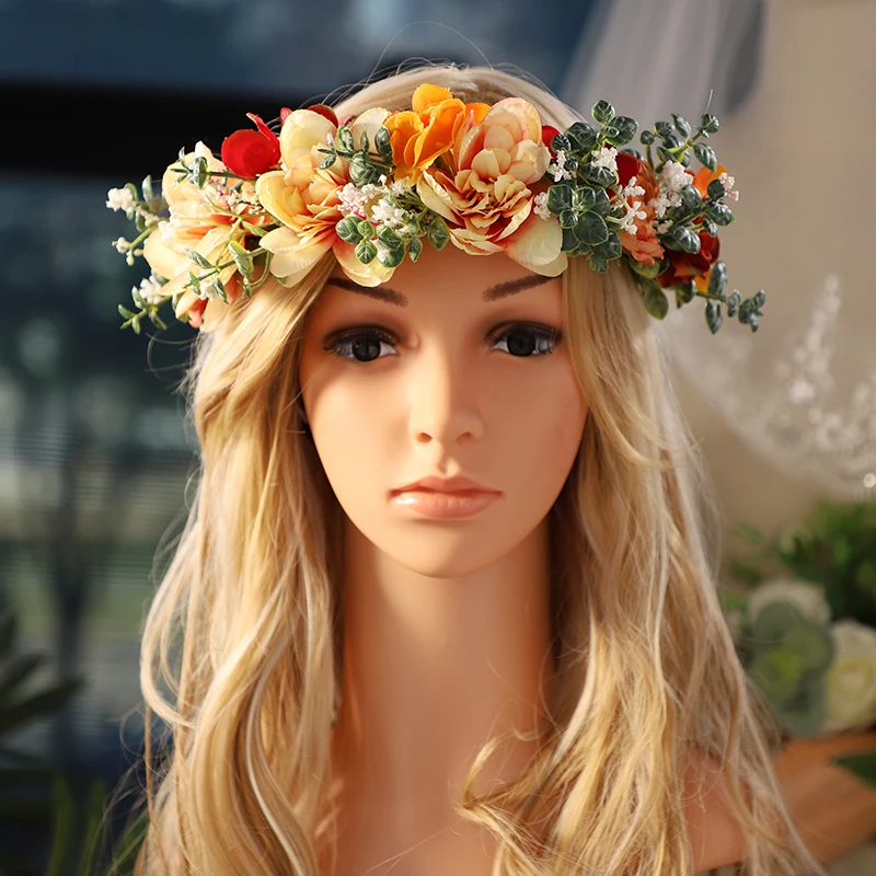 

Baroque Classic Hair Accessories Flower Decor Headband Crown Wedding Elegant Bride Party Queen for Women