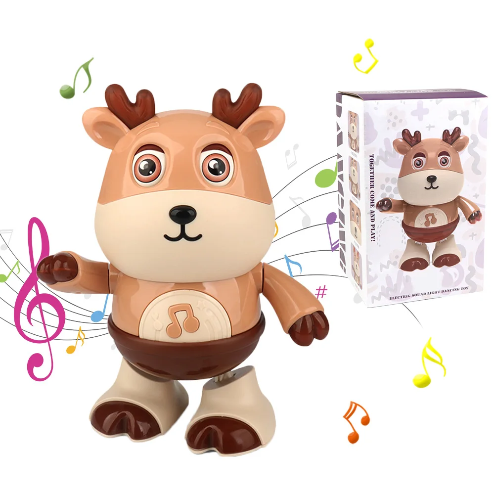 

Electric Dancing Deer Toy Movable with Music Light Cartoon Deer Doll Plastic Walking Deer Toys Smooth for Children Birthday Gift