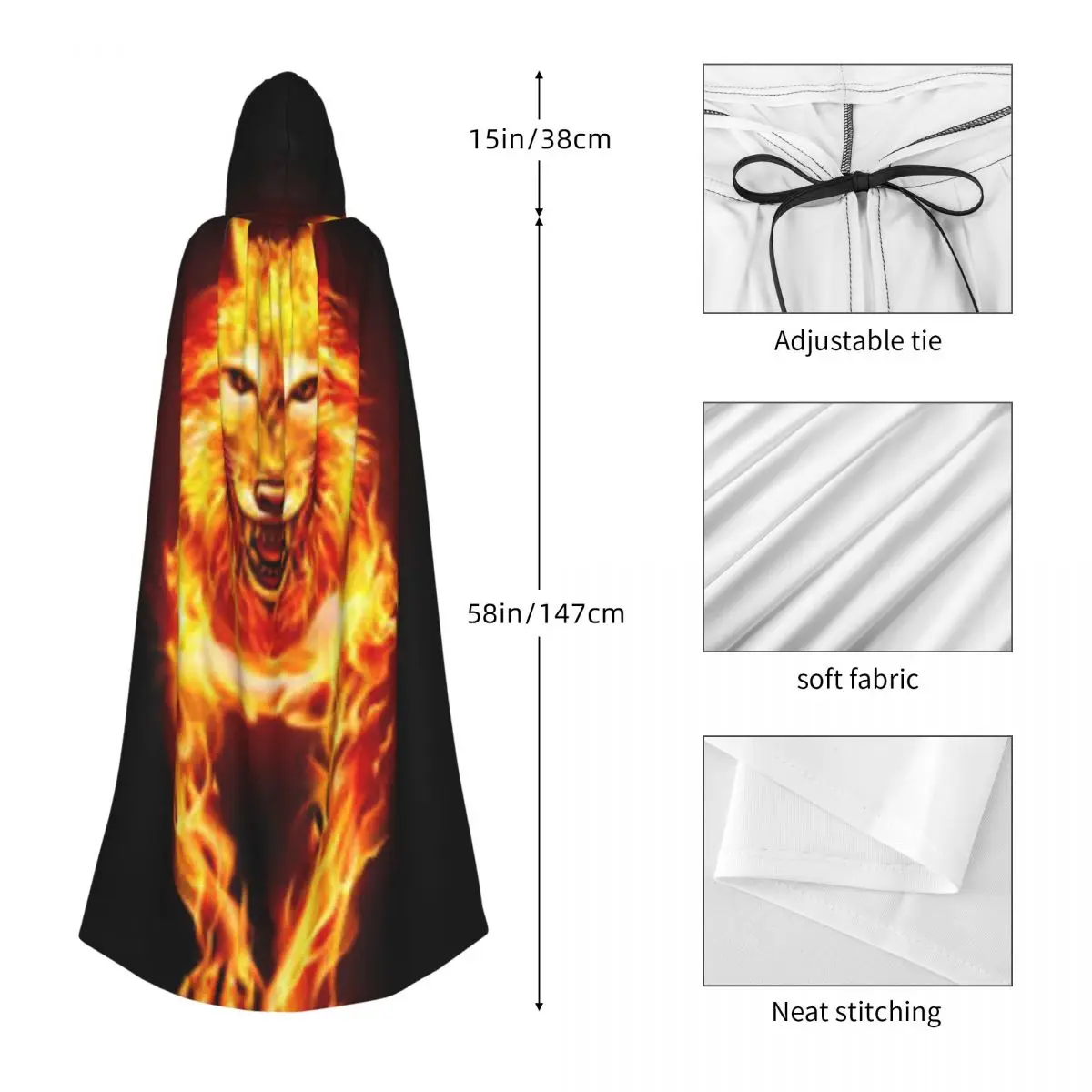 Плащ с капюшоном огненного волка пальто костюм для косплея на Хэллоуин вампир