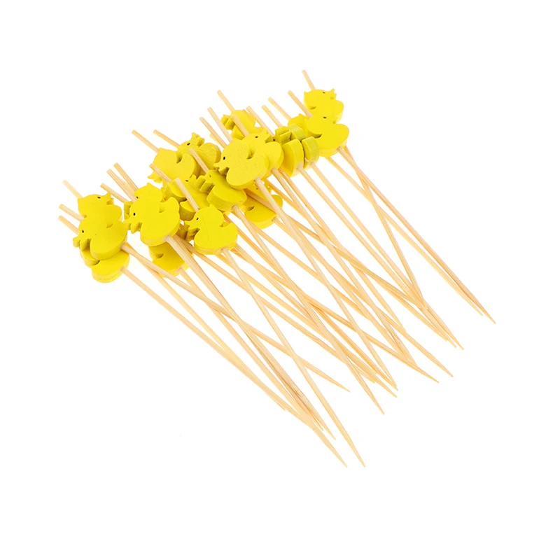 

100 Pieces Disposable Bamboo Picks Food Fruit Cocktail Handmade Toothpicks Picnic Party Items Decoration