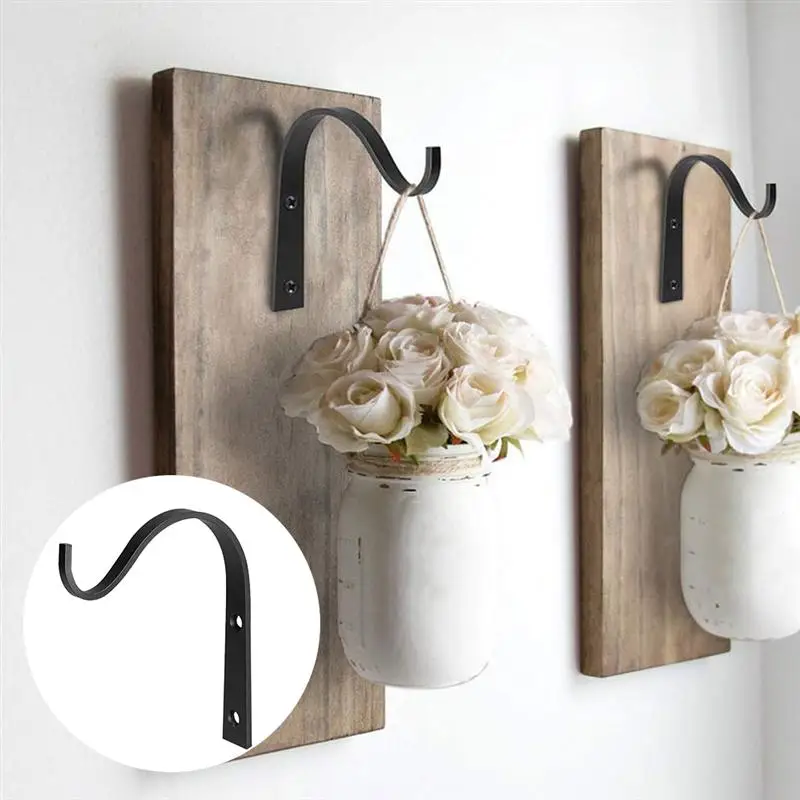 

4pcs Wrought Iron Plant Hooks Wall Mounted Plant Hanging Brackets For Bird Feeders Flower Troughs Lanterns Cloth Towel Coat Rack