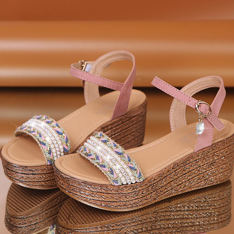 

Sandalias Mujer 2022 Sandals Platform Women Ankle Strap Shoes Women Fashion High Heels Wedges Dress Party Shoes Open Toe Shoes