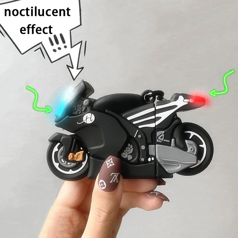 

Noctilucent Motorcycle Airpods 1 and 2 3 Pro Earphone Case Apple Iphone Wireless Headphone Protective Cover Cool Christmas Gifts
