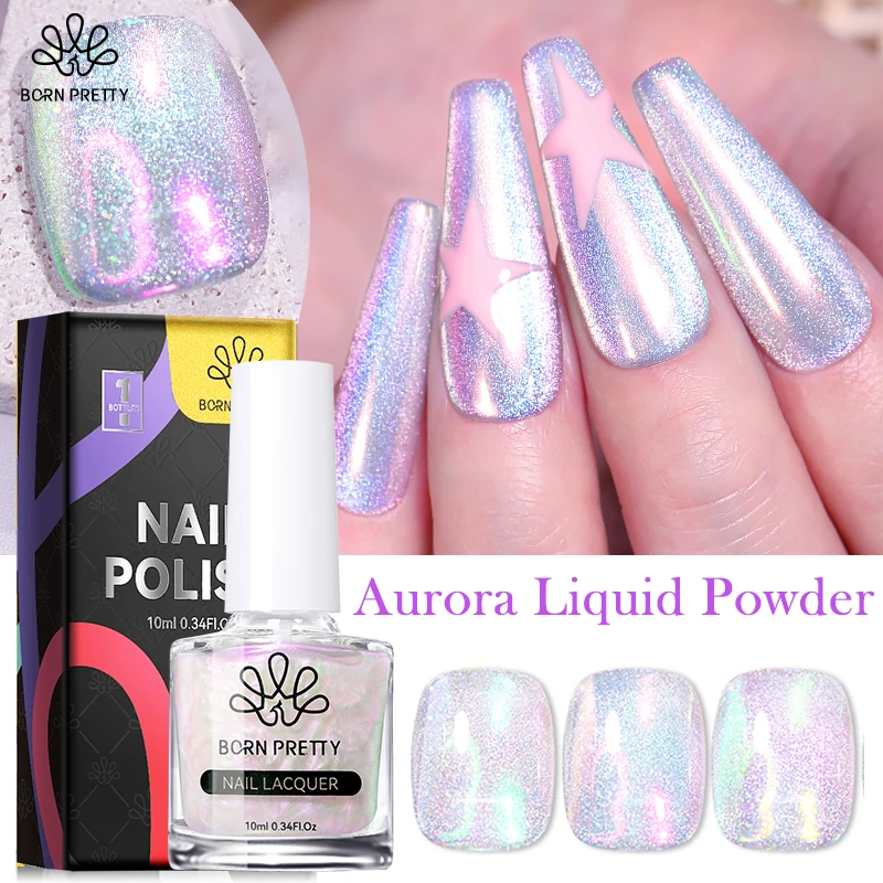 

Жидкий порошок BORN PRETTY Aurora Блестящий Гель-лак для ногтей 10, металлический зеркальный эффект, пигмент для дизайна ногтей, декоративные краски