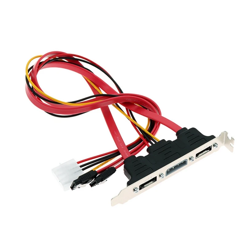 2X PC DIY SATA To ESATA And 4Pin IDE Molex Power PCI Bracket Slot Cable Full-Height Profile For External Hard Drive