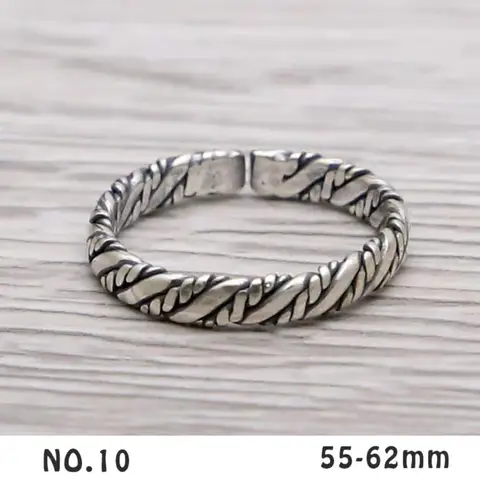 Мужское и женское кольцо из серебра 100% пробы, регулируемое кольцо из пеньковой веревки