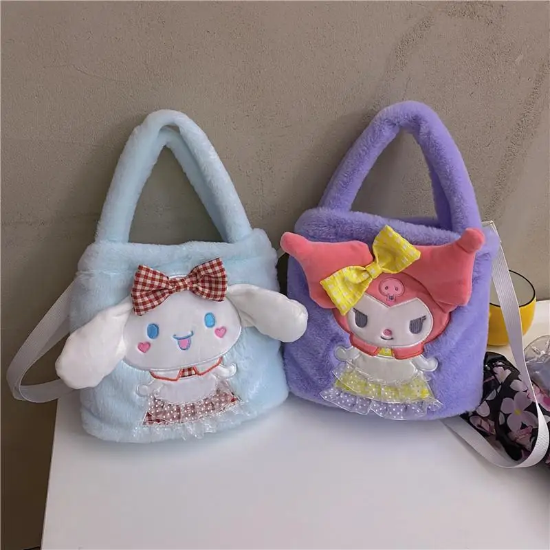 

Kawaii Sanrios One-Shoulder Messenger Bag Kuromis Cinnamorolls Cartoon Cute Handbag Bag Tote Bag Convenient Plush Bag Girl Gift