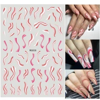 water wave lines sticker for nail art decoration blue red rose white polish strip self adhesive ultra thin foil nail decal wg114
