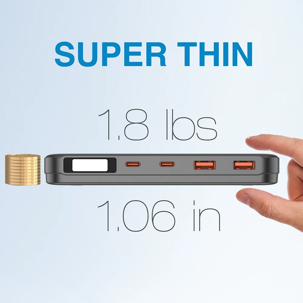 Большая емкость 40000 мАч 148 Втч PD 100 Вт Power Bank тонкая портативная быстрая зарядка для