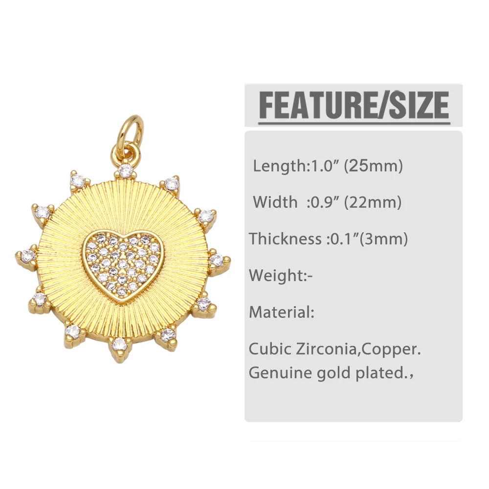 OCESRIO Подвески с большим сердцем для ожерелья позолоченные медные циркониевые