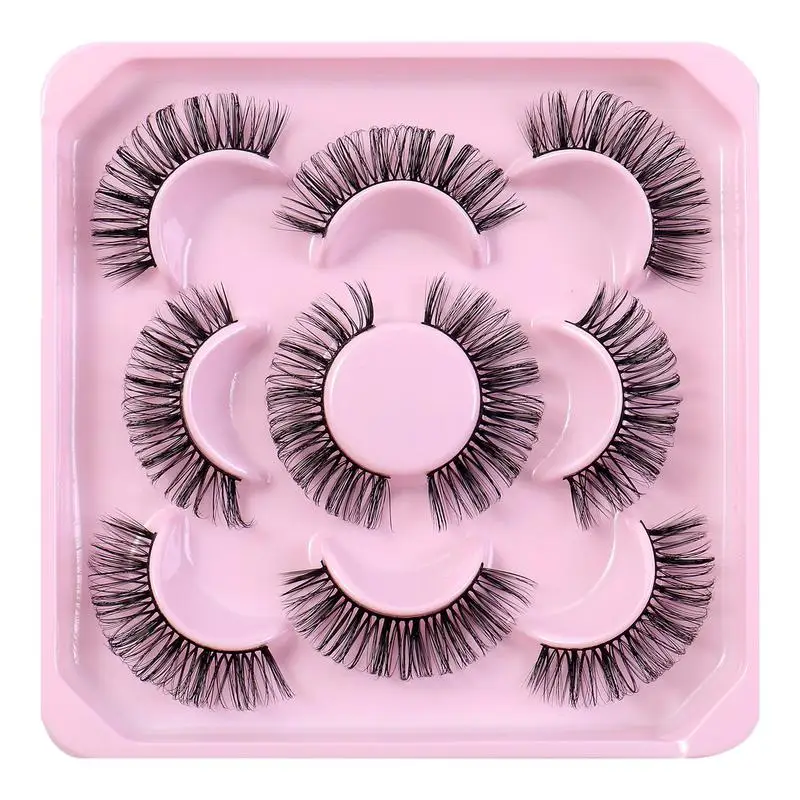 

5Pairs Segmented False Eyelashes DD Curl Russian Strips Lashes Faux 3D Mink Lashes Colorful Eyelash Extension Make Up