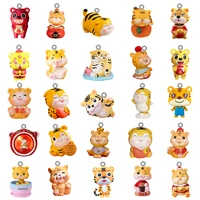 cute lovely tiger shape 2d pendant epoxy resin jewelry findings charms animation diy making festival accessories jewelry flh51