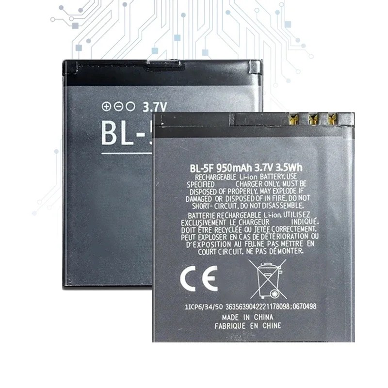 Сменный аккумулятор BL-5F для телефона 950 мАч Nokia N72 N78 N95 N93i E65 6210 6260S 6290 N96 N98 6710N +