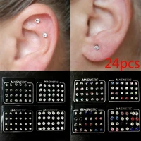 12pair24pcs magnetic ear studs earrings for women fake piercing magnetic earrings for kids fake nose ring clip on earrings