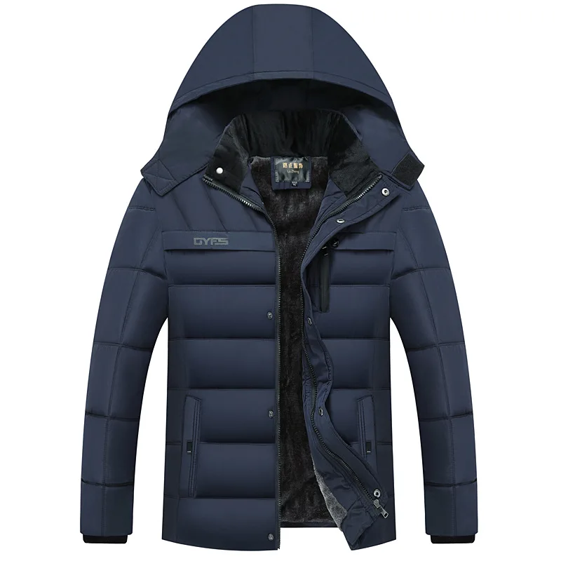 2022 New Fashion Fleece Hooded Winter Coat Men Thick Warm Mens Winter Jacket Windproof Gift For Father Husband Parka