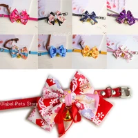 2022 dog collar cat bow tie adjustable japanese style pet neckerchief bowknot bell xs xxl pet kimono accessorie kitten ornament