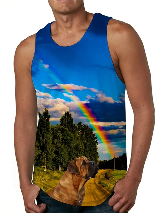 Майка мужская с круглым вырезом тенниска 3D-принтом майка без рукавов