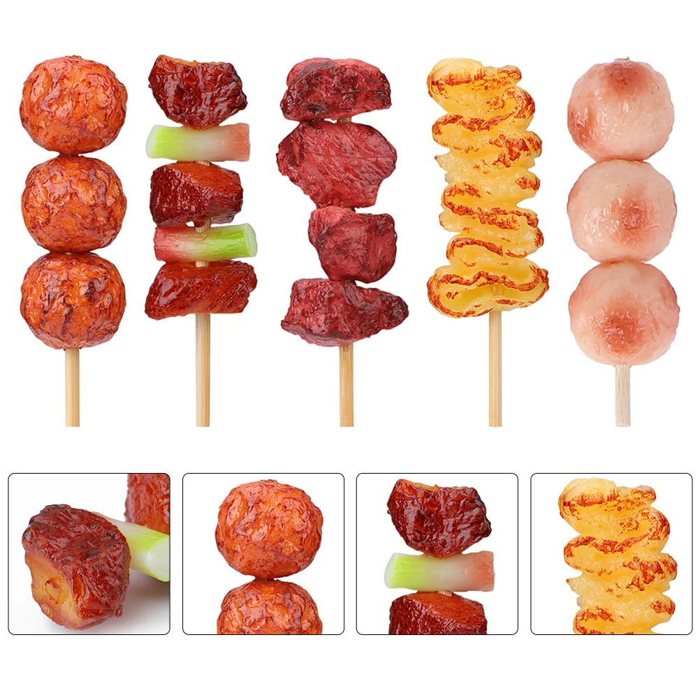 

5Pcs Miniature Playing House Skewers Doll Barbecue Craft Miniature Grill Food Dolly House Ornament for Decor Photo Home Kids
